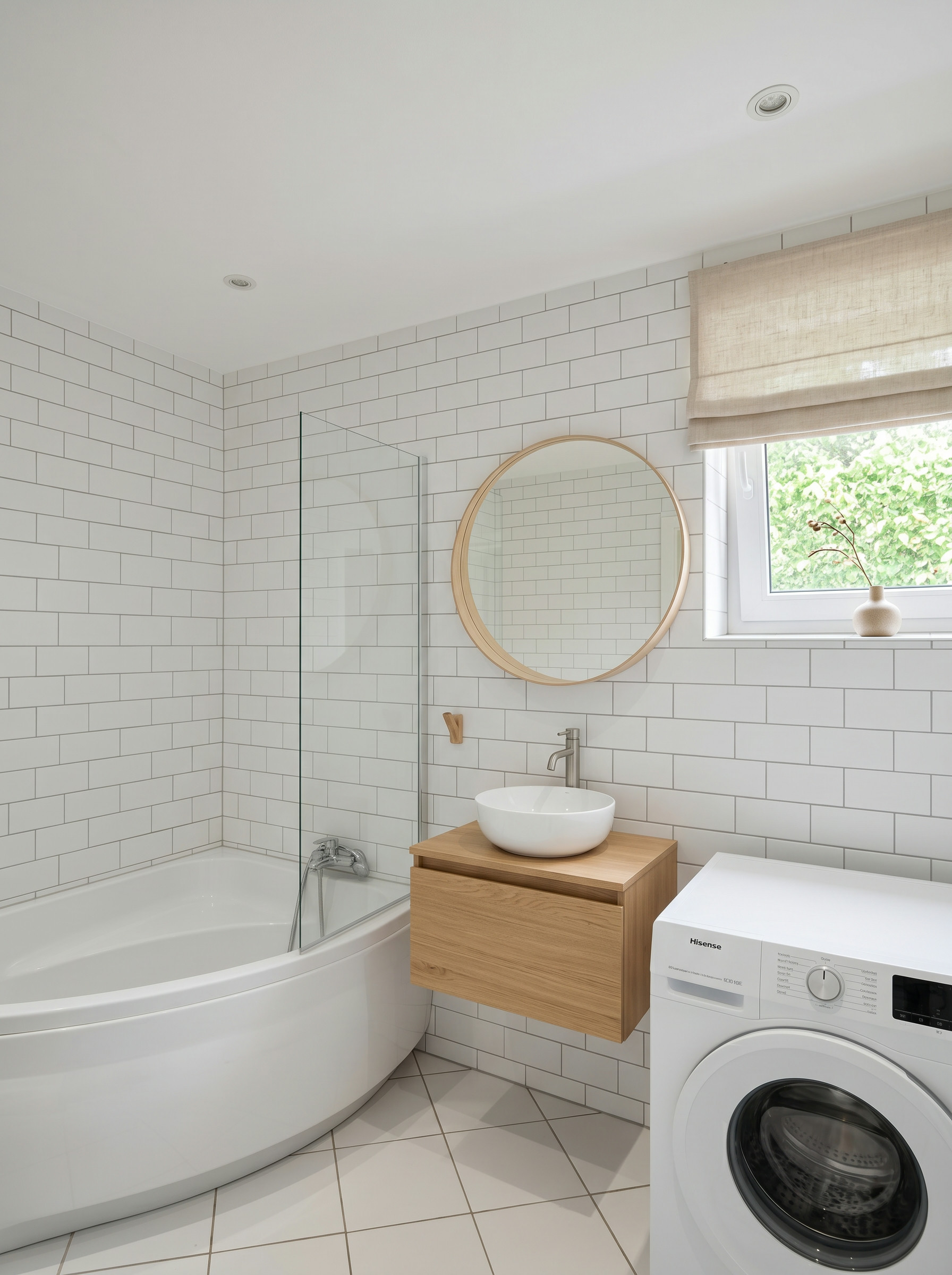 Widok minimalist bathroom indoor edytowany przez AI dla Projekt 34 A-88765.