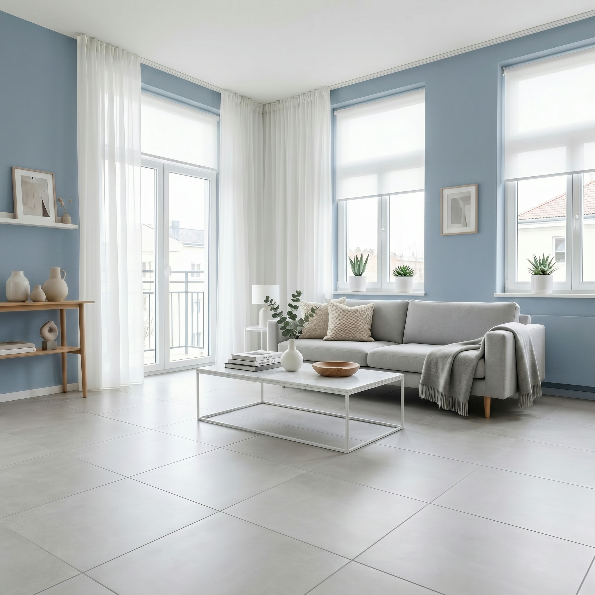 AI-edited minimalist living room indoor view for Hello World.